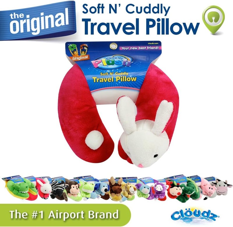 Cloudz Plush Animal Neck Pillows - Pink Bunny - Image 2